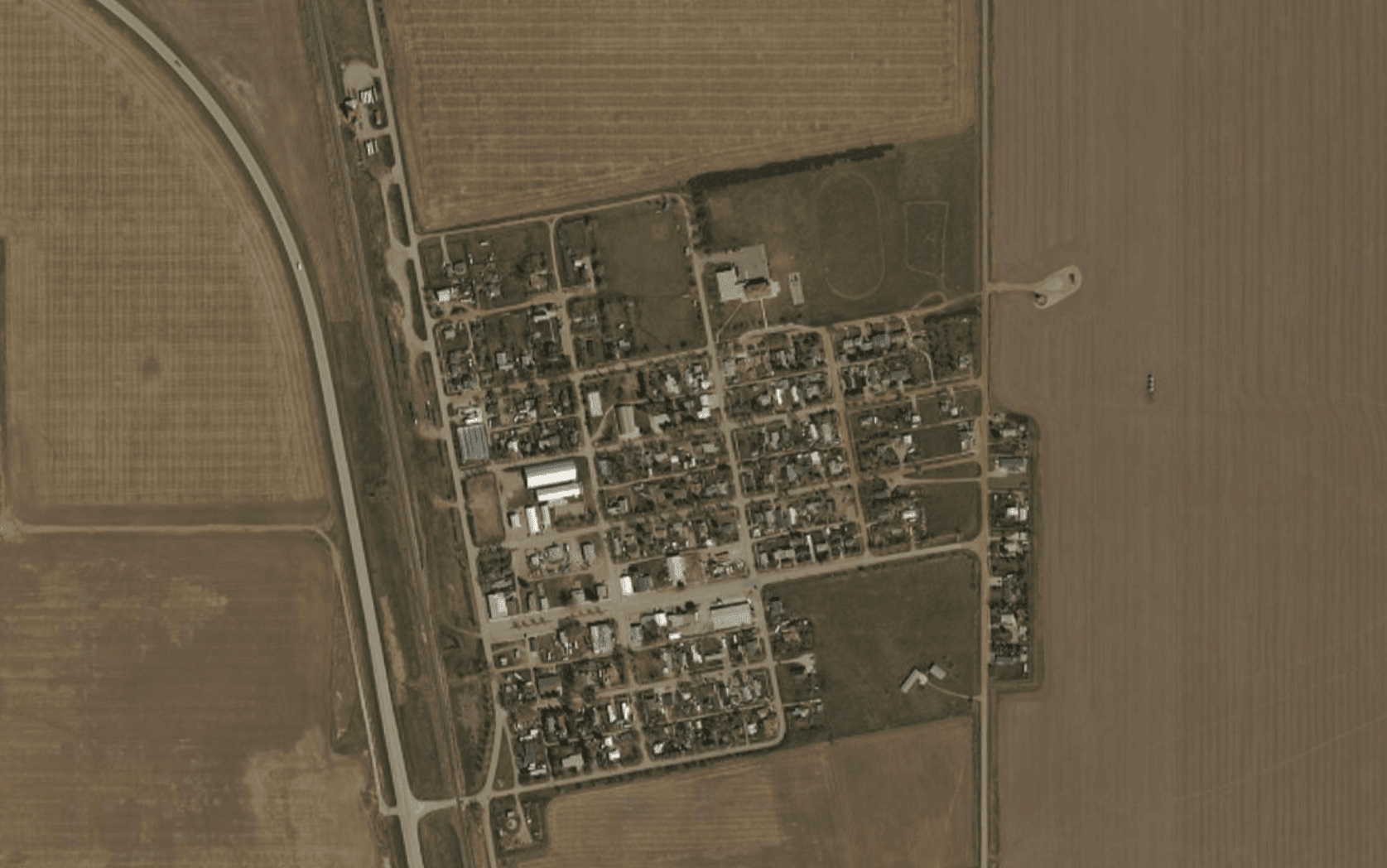 Aerial view of Barons, Alberta.